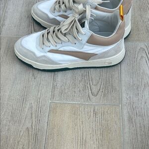 Women's Neutral Leather & Suede Sneaker - White Taupe